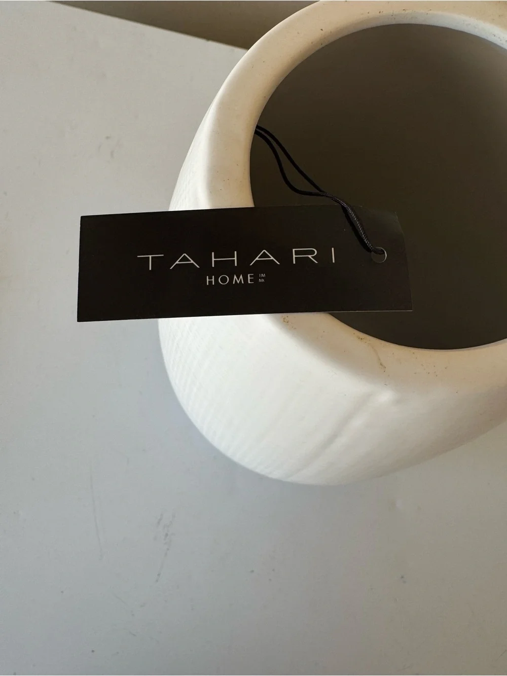 Tahari White Textured Ceramic Floor Vase